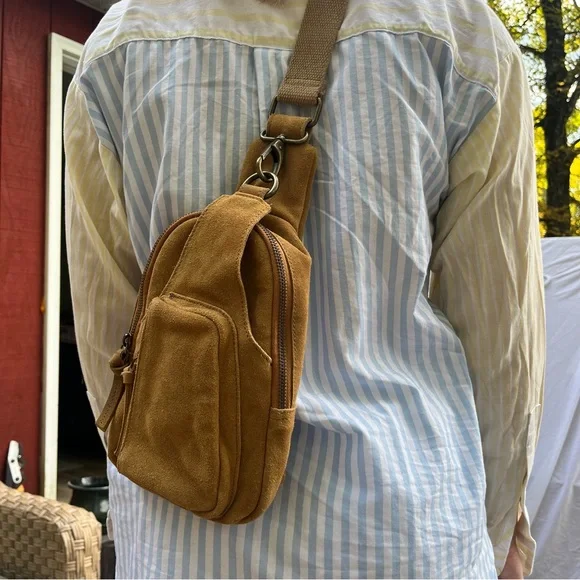 Free People Hudson sling bag.  Tan Suede Belt Bag - Picture 10 of 10